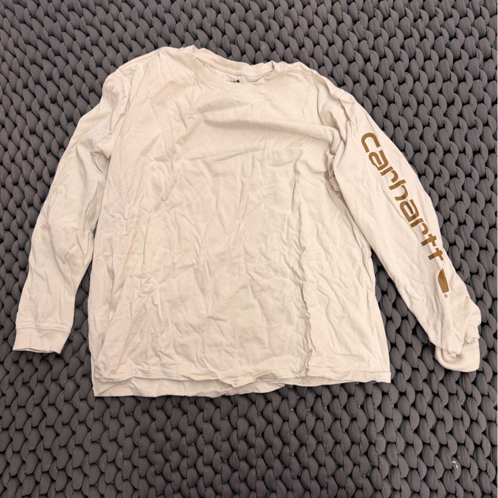 Carhartt Cream Long Sleeve Shirt with Logo